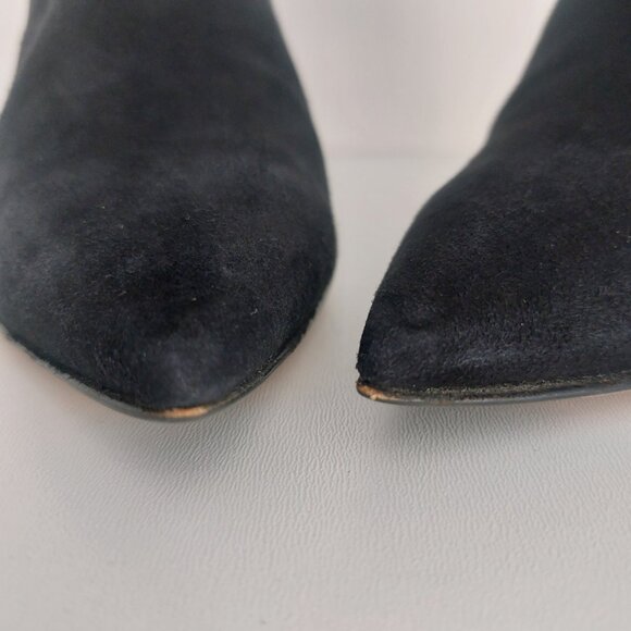 Derek Lam Ankle Boots 8 Black Suede Pointy Toe Heels Italian Cool Girl Designer - Picture 13 of 16